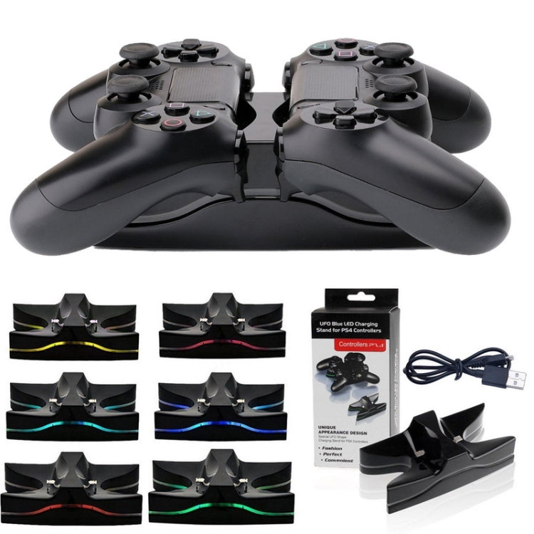 Special UFO Shape 2 x USB Charging Dock Station Stand / Controller Charging Stand for PS4 Playstation 4  with Multi Colors LED(Black) - Toys & Hobbies by buy2fix | Online Shopping UK | buy2fix