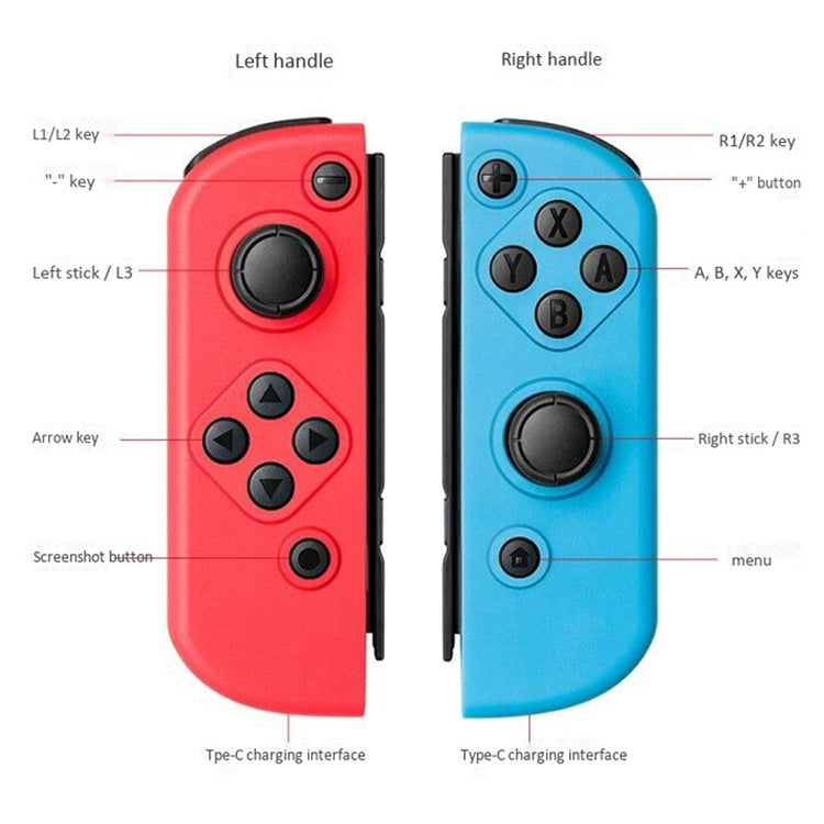 Left and Right Bluetooth Wireless Joypad Gamepad Game Controller for Switch(Blue + Red) - Gamepads by buy2fix | Online Shopping UK | buy2fix