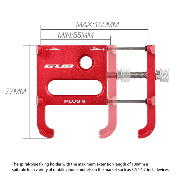 GUB Plus 6 Aluminum Alloy MTB Bike Bicycle Phone Holder(Red) - Outdoor & Sports by GUB | Online Shopping UK | buy2fix