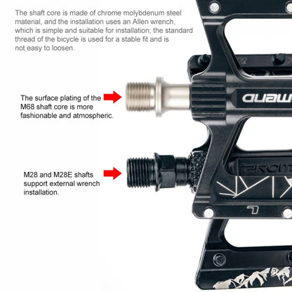 PROMEND PD-M68 1 Pair Mountain Bicycle Aluminum Alloy 3-Bearings Pedals - Pedals by PROMEND | Online Shopping UK | buy2fix