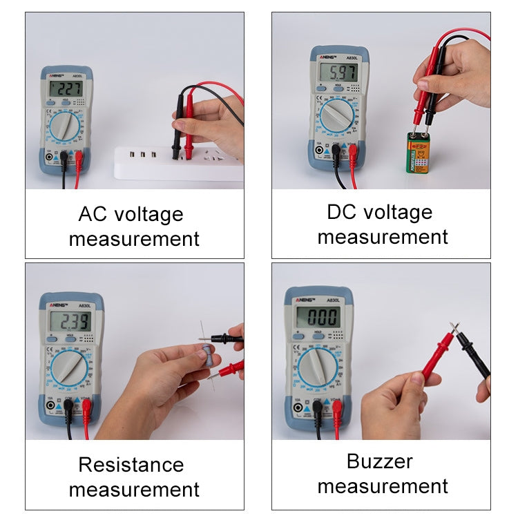 ANENG A830L Handheld Multimeter Household Electrical Instrument(Blue Yellow) - Current & Voltage Tester by ANENG | Online Shopping UK | buy2fix