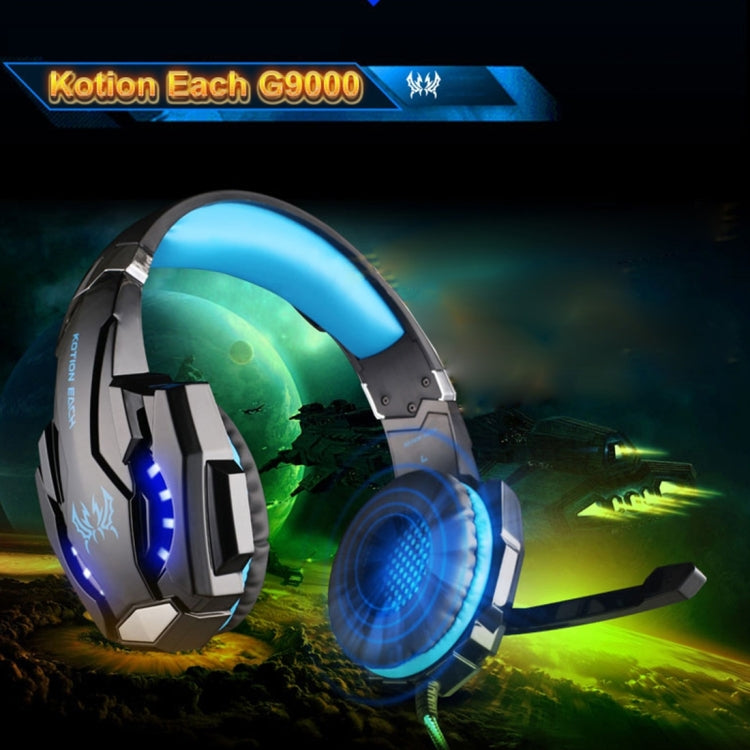 KOTION EACH G9000 3.5mm Game Gaming Headphone Headset Earphone Headband with Microphone LED Light for Laptop / Tablet / Mobile Phones,Cable Length: About 2.2m(Black Blue) - Multimedia Headset by KOTION EACH | Online Shopping UK | buy2fix
