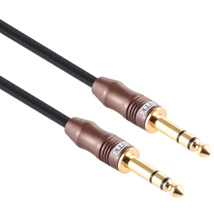 EMK 6.35mm Male to Male 4 Section Gold-plated Plug Cotton Braided Audio Cable for Guitar Amplifier Mixer, Length: 2m(Black) - Consumer Electronics by EMK | Online Shopping UK | buy2fix