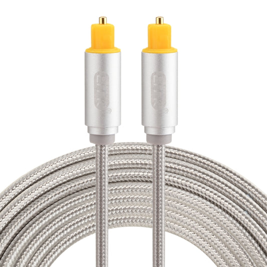 EMK 3m OD4.0mm Gold Plated Metal Head Woven Line Toslink Male to Male Digital Optical Audio Cable(Silver) - Audio Optical Cables by EMK | Online Shopping UK | buy2fix