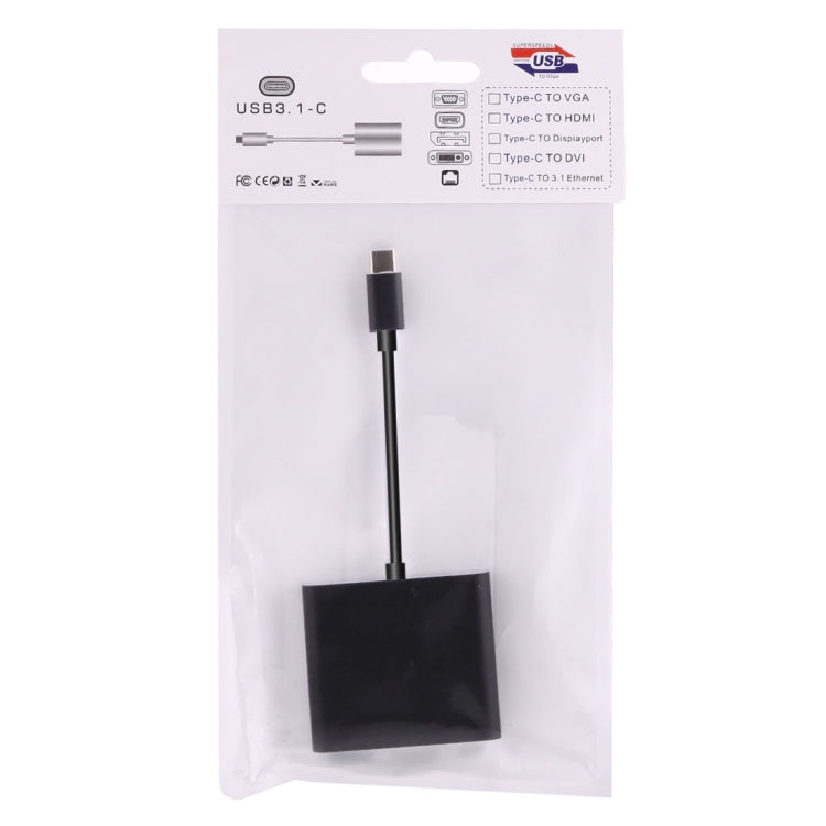 USB-C / Type-C 3.1 Male to USB-C / Type-C 3.1 Female & HDMI Female & USB 3.0 Female Adapter(Black) - Computer & Networking by buy2fix | Online Shopping UK | buy2fix