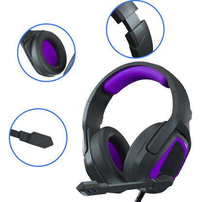 SADES MH602 3.5mm Plug Wire-controlled E-sports Gaming Headset with Retractable Microphone, Cable Length: 2.2m(Black purple) - Multimedia Headset by SADES | Online Shopping UK | buy2fix