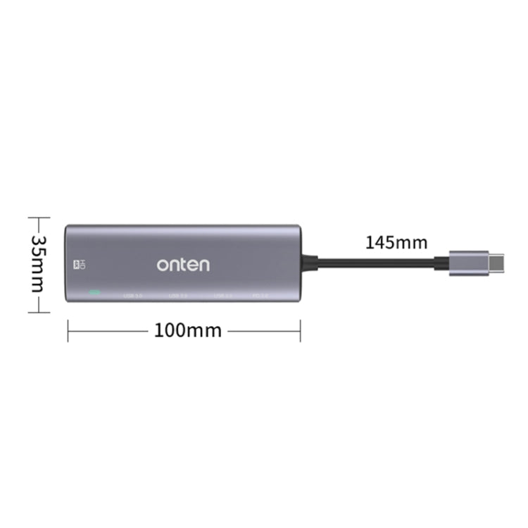 Onten OT-95123 5 in 1 Multifunctional Type-C + USB + HDMI Docking Station, Cable Length: 145mm(Silver) - Computer & Networking by Onten | Online Shopping UK | buy2fix