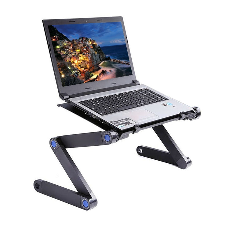 Portable 360 Degree Adjustable Foldable Aluminium Alloy Desk Stand for Laptop / Notebook, without CPU Fans & Mouse Pad(Black) - Laptop Stand by buy2fix | Online Shopping UK | buy2fix