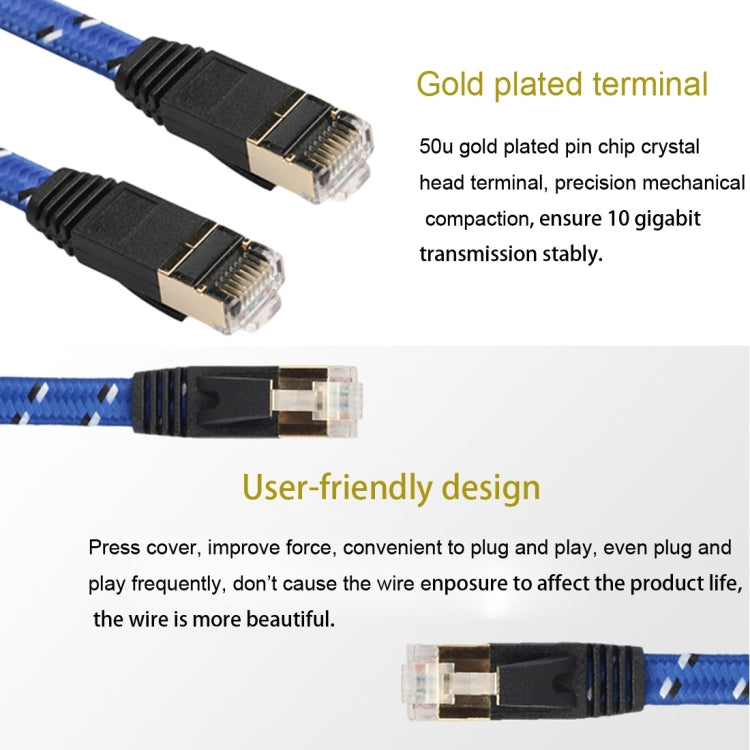 3m Gold Plated CAT-7 10 Gigabit Ethernet Ultra Flat Patch Cable for Modem Router LAN Network, Built with Shielded RJ45 Connector - Lan Cable and Tools by buy2fix | Online Shopping UK | buy2fix