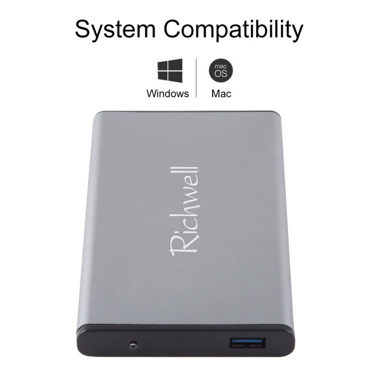 Richwell SATA R2-SATA-1TGB 1TB 2.5 inch USB3.0 Super Speed Interface Mobile Hard Disk Drive(Grey) - External Hard Drives by Richwell | Online Shopping UK | buy2fix