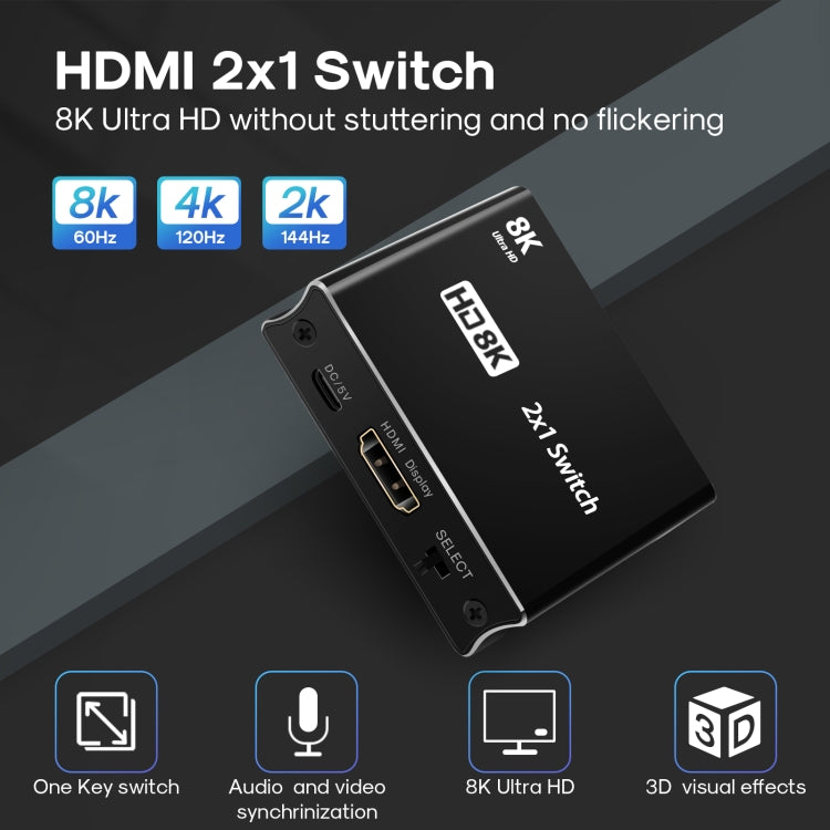 NK-W80 8K UHD HDMI 2X1 One-way Switch - Switch by buy2fix | Online Shopping UK | buy2fix