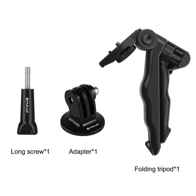 PULUZ Grip Folding Tripod Mount with Adapter & Screws for GoPro Hero11 Black / HERO10 Black / HERO9 Black / HERO8 Black / HERO7 /6 /5 /5 Session /4 Session /4 /3+ /3 /2 /1, Xiaoyi and Other Action Cameras, Load Max: 2kg(Black) - DJI & GoPro Accessories by PULUZ | Online Shopping UK | buy2fix