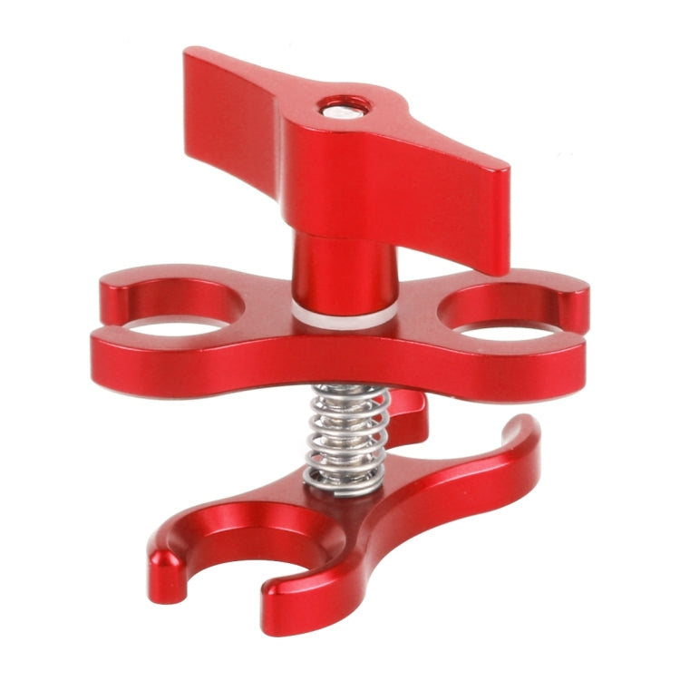 PULUZ Dual Ball Clamp Open Hole Diving Camera Bracket CNC Aluminum Spring Flashlight Clamp for Diving Underwater Photography System(Red) - Camera Accessories by PULUZ | Online Shopping UK | buy2fix