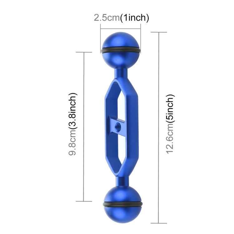 PULUZ 5.0 inch 12.6cm Aluminum Alloy Dual Balls Arm, Ball Diameter: 25mm(Blue) - Camera Accessories by PULUZ | Online Shopping UK | buy2fix