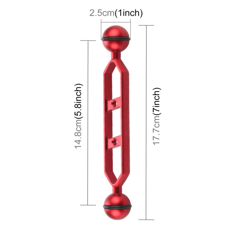 PULUZ 7.0 inch 17.7cm Aluminum Alloy Dual Balls Arm, Ball Diameter: 25mm(Red) - Camera Accessories by PULUZ | Online Shopping UK | buy2fix