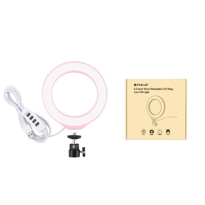 PULUZ 6.2 inch 16cm USB 3 Modes Dimmable LED Ring Vlogging Photography Video Lights with Tripod Ball Head(Pink) - Consumer Electronics by PULUZ | Online Shopping UK | buy2fix