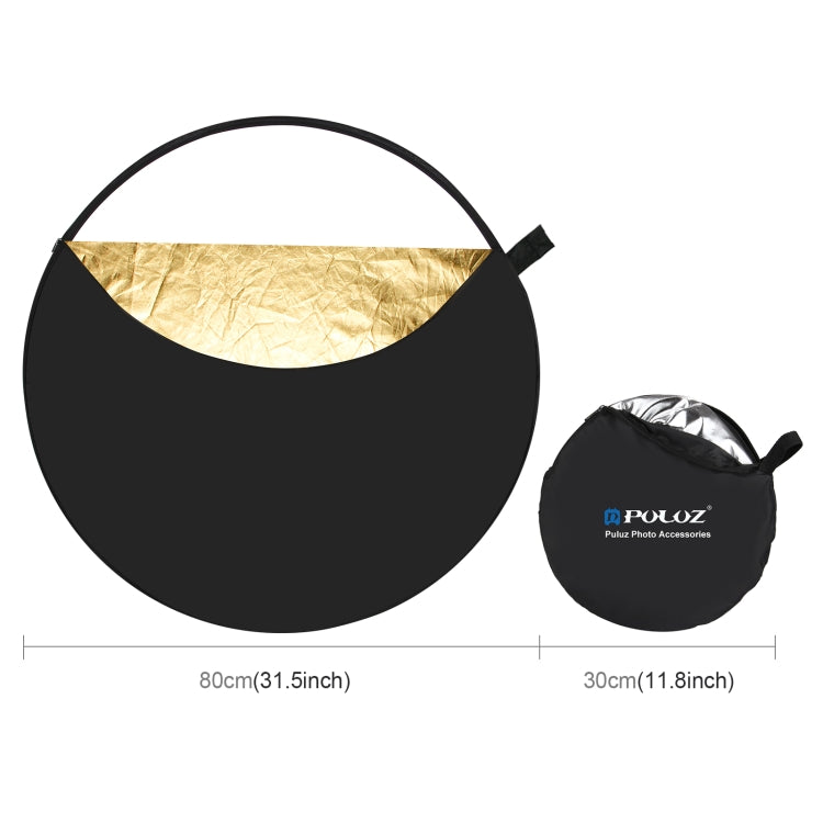 PULUZ 80cm 5 in 1 (Silver / Translucent / Gold / White / Black) Folding Photo Studio Reflector Board - Camera Accessories by PULUZ | Online Shopping UK | buy2fix