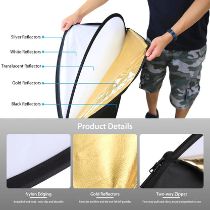 PULUZ 80cm 5 in 1 (Silver / Translucent / Gold / White / Black) Folding Photo Studio Reflector Board - Camera Accessories by PULUZ | Online Shopping UK | buy2fix