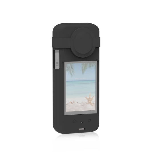 For Insta360 X3 PULUZ Silicone Protective Case with Lens Cover(Black) - Case & Bags by PULUZ | Online Shopping UK | buy2fix