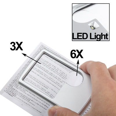 1 LED Illuminated Credit Card Design 6X / 3X Jewelry Magnifier(Silver) - Consumer Electronics by buy2fix | Online Shopping UK | buy2fix