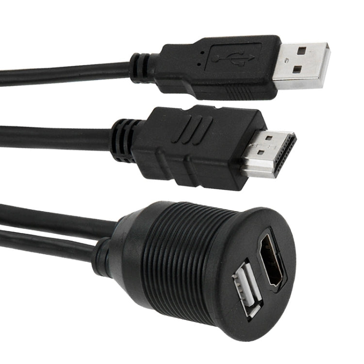 USB 2.0 & HDMI (Type-A) Male to Female Extension Cable, Length: 2m - In Car by buy2fix | Online Shopping UK | buy2fix