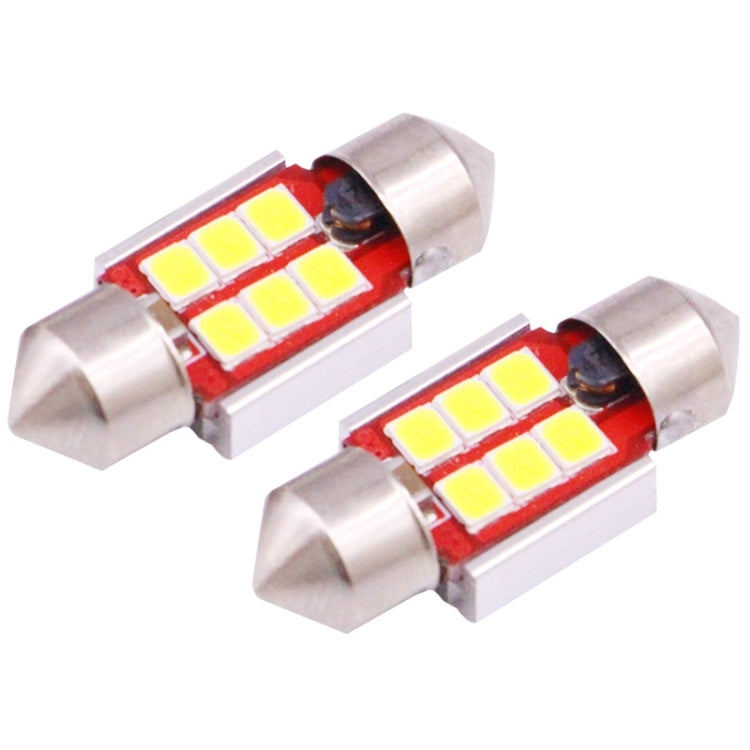 2 PCS 31mm 2.5W 180LM White Light 6 LED SMD 2835 CANBUS License Plate Reading Lights Car Light Bulb - Dome Lights by buy2fix | Online Shopping UK | buy2fix