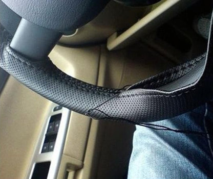 Leather Steering Wheel Cover With Needle and Thread, Size: 54x10.5cm (Black) - In Car by buy2fix | Online Shopping UK | buy2fix