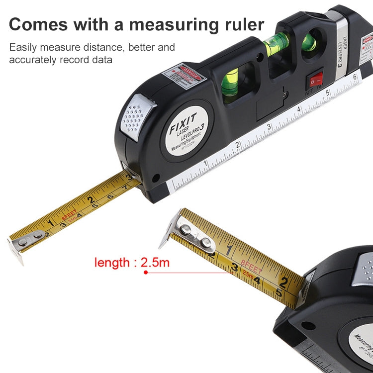 Laser Level with Tape Measure Pro 3 (250cm), LV-03(Black) - Consumer Electronics by buy2fix | Online Shopping UK | buy2fix