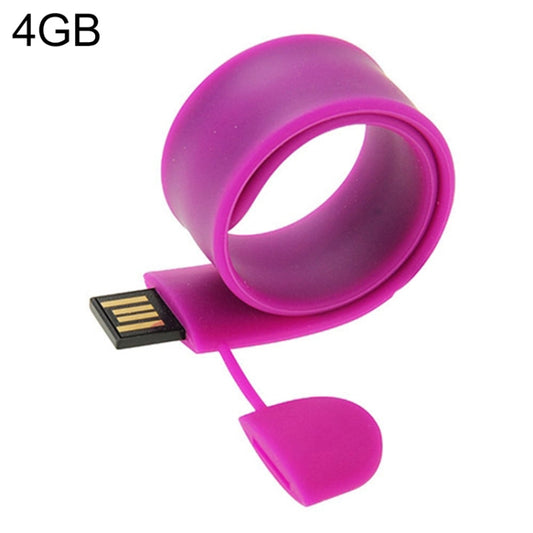 Silicone Bracelet USB Flash Disk with 4GB Memory(Purple) - USB Flash Drives by buy2fix | Online Shopping UK | buy2fix