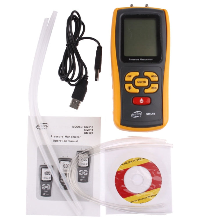 BENETECH GM510 LCD Display Pressure Manometer(Yellow) - Other Tester Tool by BENETECH | Online Shopping UK | buy2fix