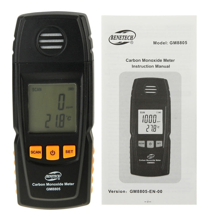 BENETECH GM8805 LCD Display Handheld Carbon Monoxide CO Monitor Detector Meter Tester, Measure Range: 0-1000ppm(Black) - Gas Monitor by BENETECH | Online Shopping UK | buy2fix