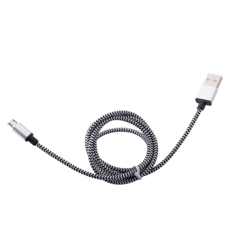 1m Woven Style Micro USB to USB 2.0 Data / Charger Cable, For Samsung, HTC, Sony, Lenovo, Huawei, and other Smartphones(Silver) - Micro USB Cable by buy2fix | Online Shopping UK | buy2fix