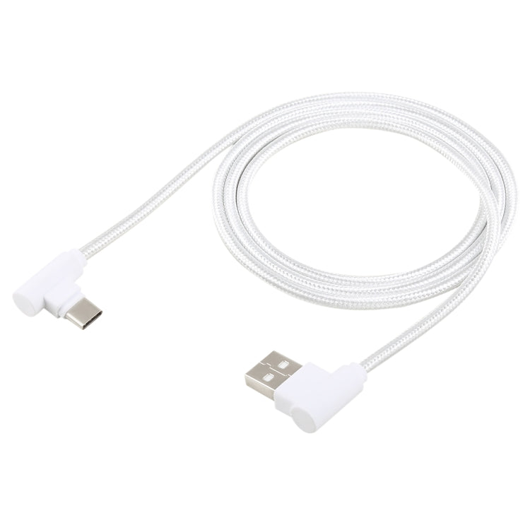 1.2m 2A 90 Copper Wires Woven Elbow USB-C / Type-C 3.1 to USB 2.0 Data / Charger Cable(White) - USB-C & Type-C Cable by buy2fix | Online Shopping UK | buy2fix