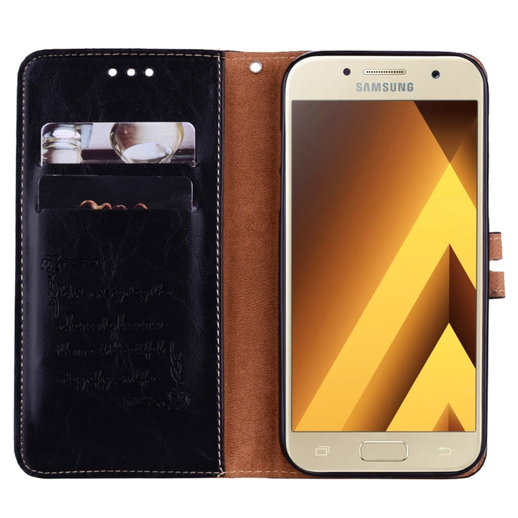 For Samsung Galaxy A5 (2017) Business Style Oil Wax Texture Horizontal Flip Leather Case with Holder & Card Slots & Wallet(Black) - Galaxy Phone Cases by buy2fix | Online Shopping UK | buy2fix