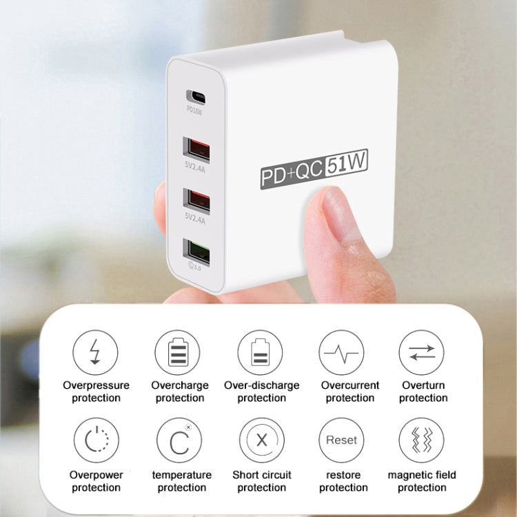 WLX-A6 4 Ports Quick Charging USB Travel Charger Power Adapter, US Plug - USB Charger by buy2fix | Online Shopping UK | buy2fix