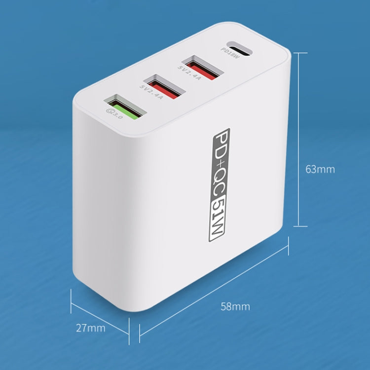 WLX-A6 4 Ports Quick Charging USB Travel Charger Power Adapter, US Plug - USB Charger by buy2fix | Online Shopping UK | buy2fix