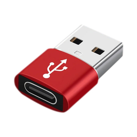 USB-C / Type-C Female to USB 2.0 Male Aluminum Alloy Adapter, Support Charging & Transmission(Red) - Type-C Adapter by buy2fix | Online Shopping UK | buy2fix