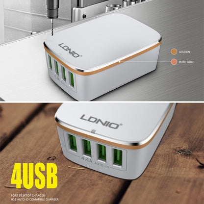 LDNIO A4404 4.4A 4 x USB Ports Smart Travel Charger, EU Plug - Mobile Accessories by LDNIO | Online Shopping UK | buy2fix