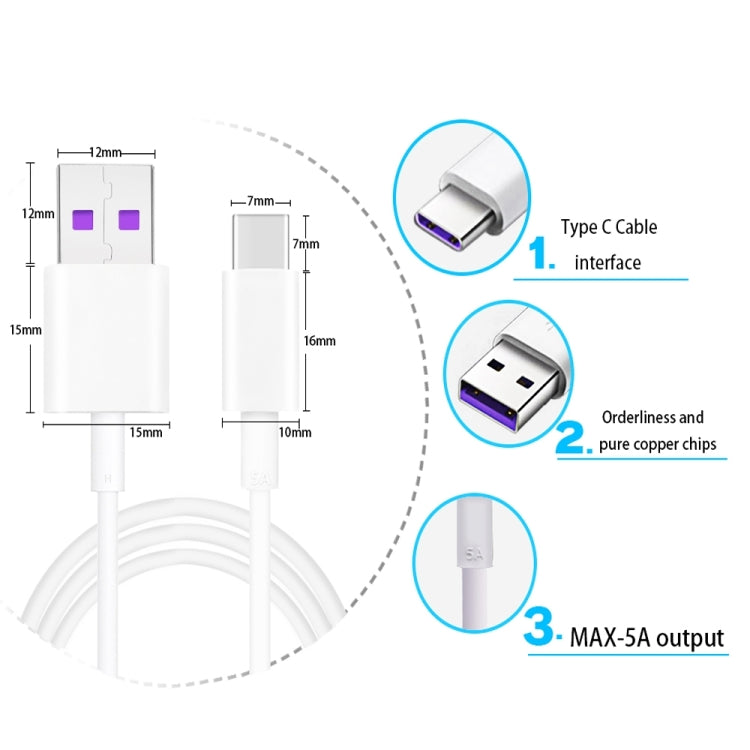 5A USB to USB-C / Type-C Flash Charging Data Cable, Cable Length: 1m - USB-C & Type-C Cable by buy2fix | Online Shopping UK | buy2fix