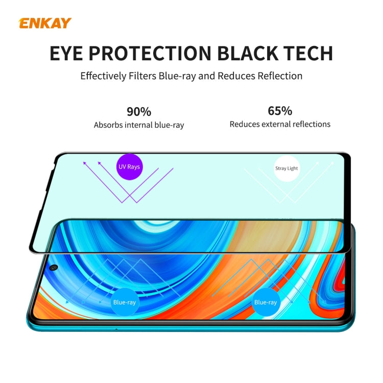 For Xiaomi Redmi Note 9S/Note 9 Pro 2 PCS ENKAY Hat-Prince 0.26mm 9H 6D Curved Full Screen Eye Protection Green Film Tempered Glass Protector -  by ENKAY | Online Shopping UK | buy2fix