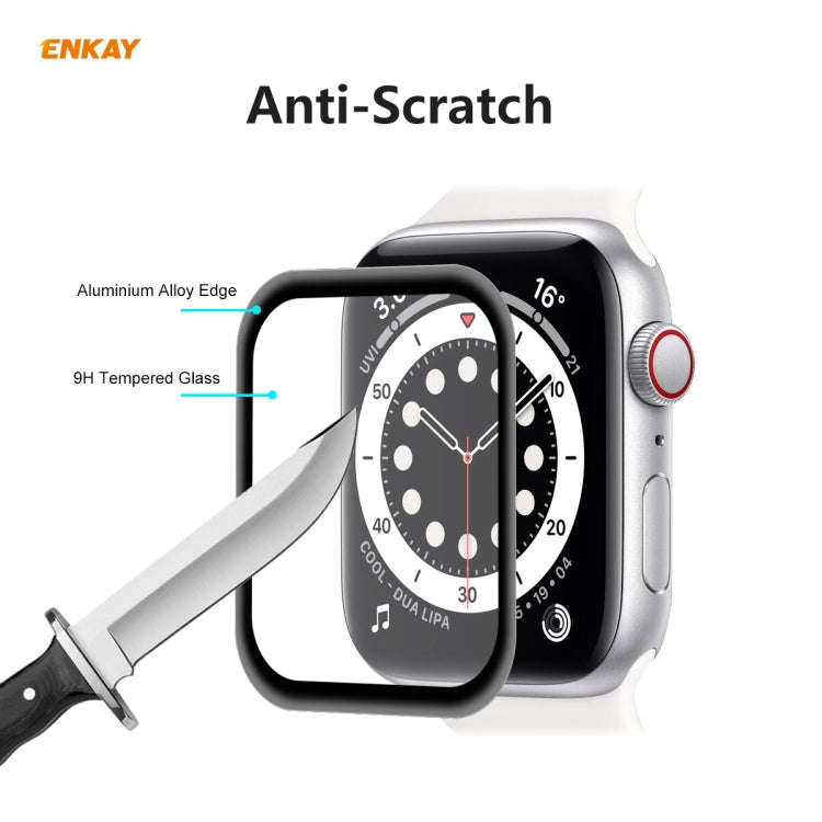 For Apple Watch 6/5/4/SE 40mm 5PCS ENKAY Hat-Prince 0.2mm 9H Surface Hardness 3D Explosion-proof Aluminum Alloy Edge Full Screen Tempered Glass Screen Film - Watch Cases by ENKAY | Online Shopping UK | buy2fix