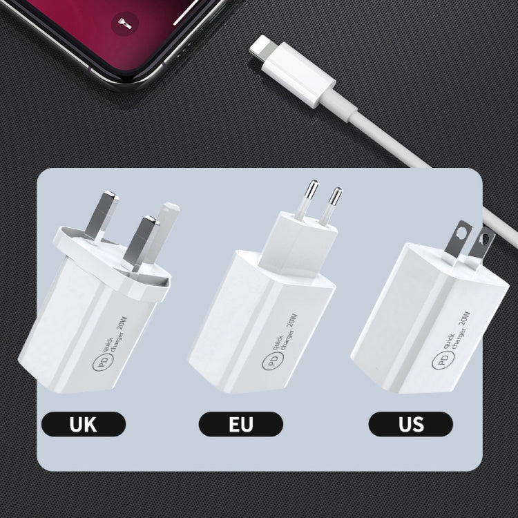 SDC-20W 2 in 1 PD 20W USB-C / Type-C Travel Charger + 3A PD3.0 USB-C / Type-C to 8 Pin Fast Charge Data Cable Set, Cable Length: 1m, UK Plug - Mobile Accessories by buy2fix | Online Shopping UK | buy2fix