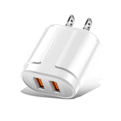 Dual USB Portable Travel Charger + 1 Meter USB to Micro USB Data Cable, US Plug(White) - Mobile Accessories by buy2fix | Online Shopping UK | buy2fix