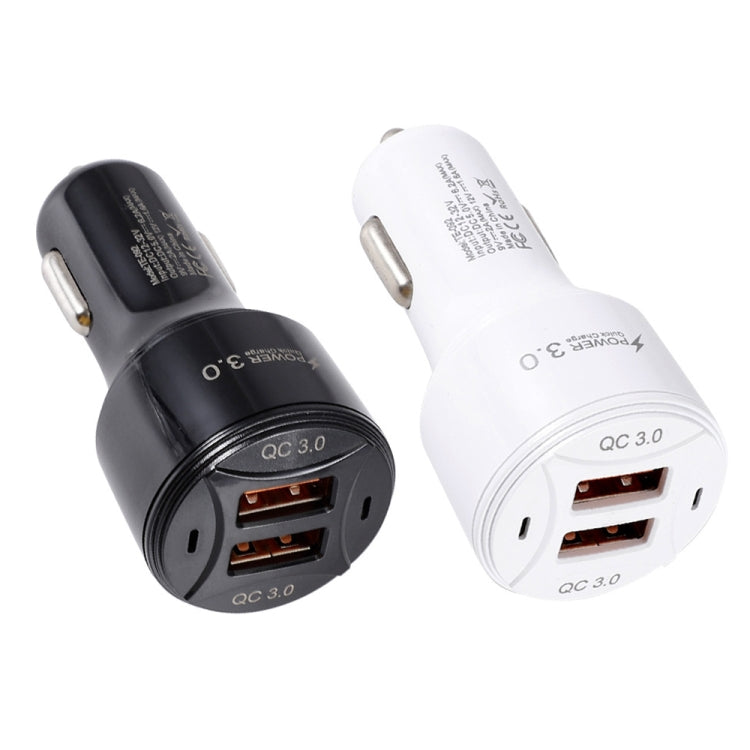 TE-092 36W Dual QC3.0 USB Fast Car Charger(Black) - Car Charger by buy2fix | Online Shopping UK | buy2fix