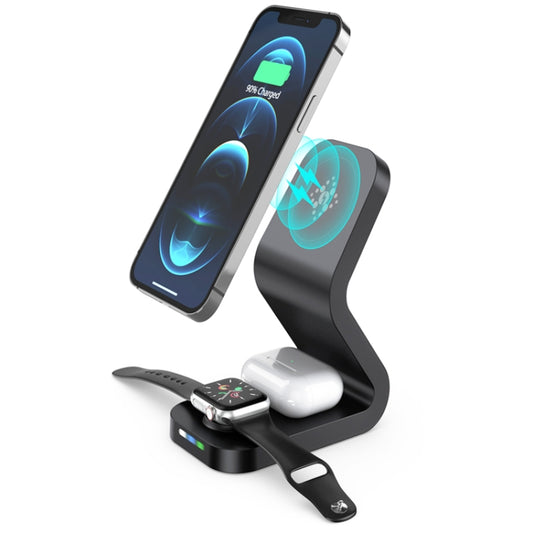 B-13 15W Max 3 in 1 Magnetic Wireless Charger for Mobile Phones & Apple Watchs & AirPods(Black) - Apple Accessories by buy2fix | Online Shopping UK | buy2fix