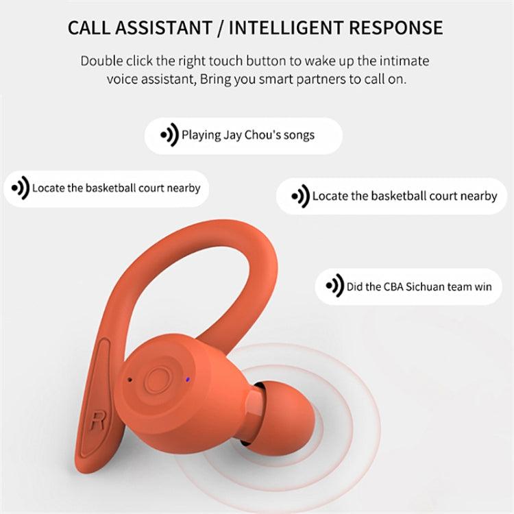 T20 TWS Bluetooth Hooks Wireless Sports Headphones with Charging Box IPX6 Waterproof Noise-cancelling Earphones(Orange) - Bluetooth Earphone by buy2fix | Online Shopping UK | buy2fix