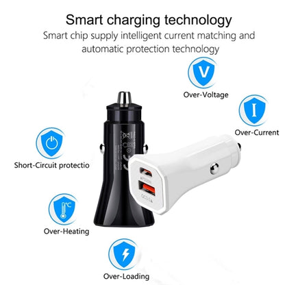 TE-P22 38W PD USB-C / Type-C + QC3. 0 USB Car Charger with 1m USB to 8 Pin Data Cable(Black) - Car Charger by buy2fix | Online Shopping UK | buy2fix