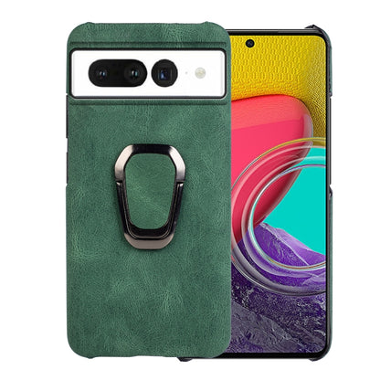 For Google Pixel 7 Ring Holder PU Phone Case(Dark Green) - Google Cases by buy2fix | Online Shopping UK | buy2fix