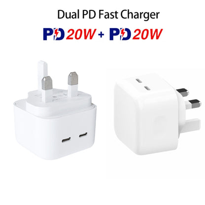 SDC-40W Dual PD USB-C / Type-C Charger for iPhone / iPad Series, UK Plug - Apple Accessories by buy2fix | Online Shopping UK | buy2fix