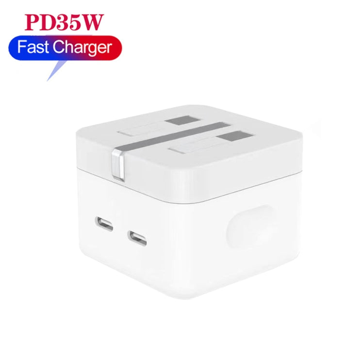 PD 35W Dual USB-C / Type-C Ports Charger for iPhone / iPad Series, UK Plug - USB Charger by buy2fix | Online Shopping UK | buy2fix